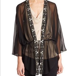 Haute Hippie Sheer Silk Embellished Cloak